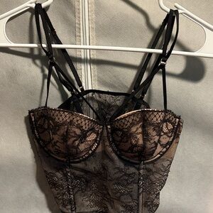 Victoria's Secret Black and Tan Lace Bustier